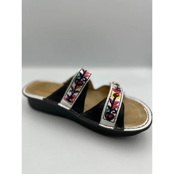 Alegria Floral Embroidered Clara Slides Sandals EU 38 US 7.5 Leather Slip Ons - Picture 6 of 16